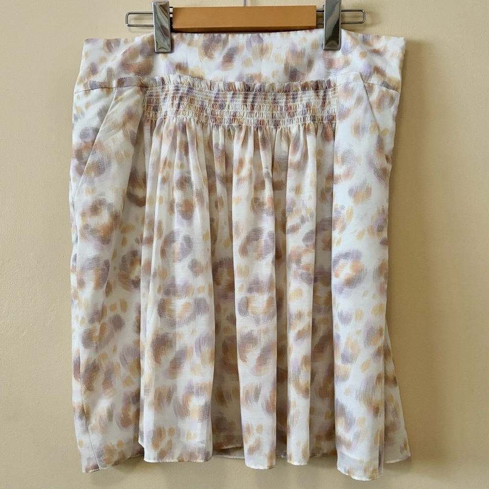Ann Taylor| Light & Flowy Cream/Purple Pleated Lined Mini-Skirt Sz 10